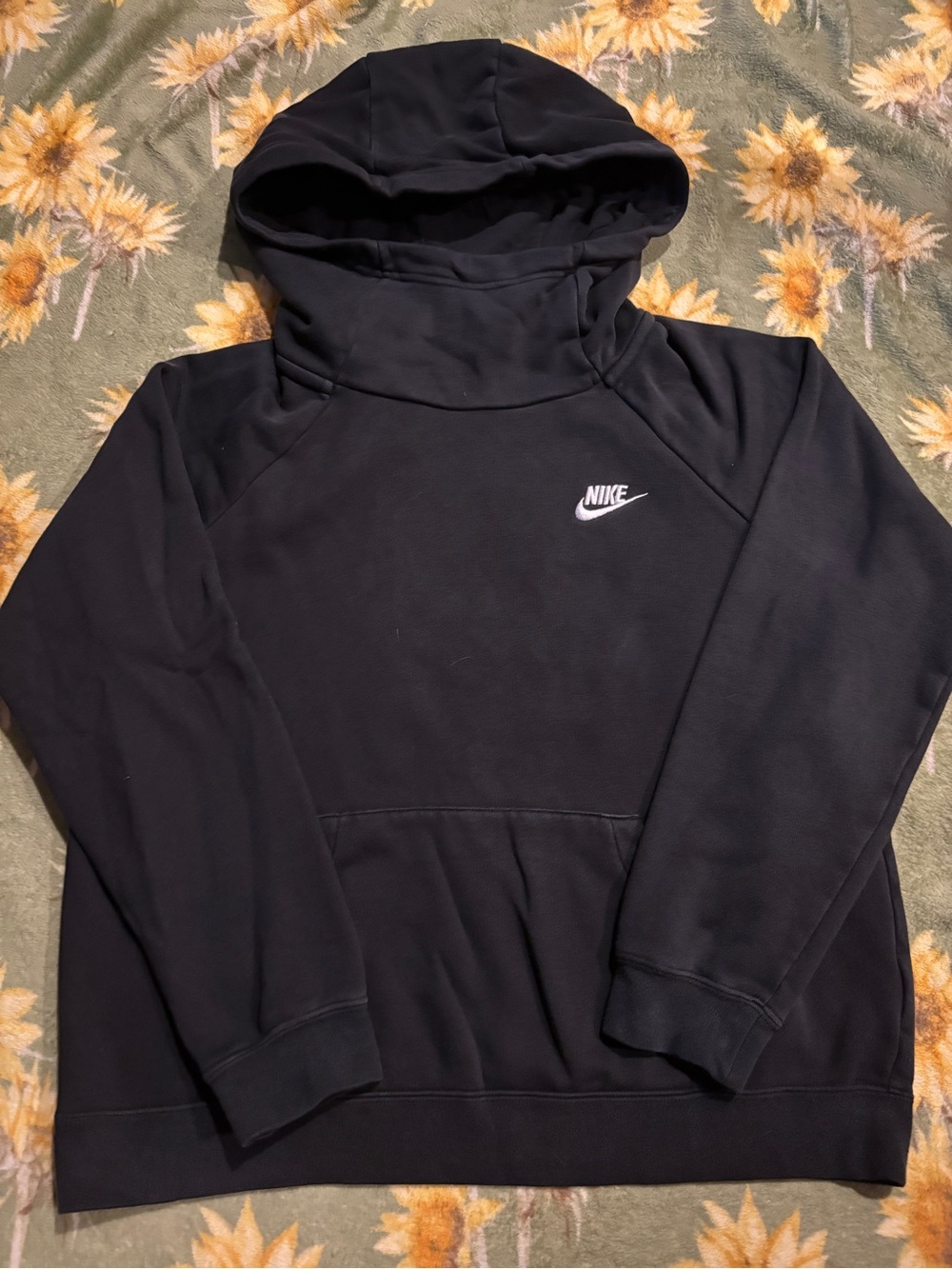 Nike Black Crewneck Hoodie with Small White Swoosh